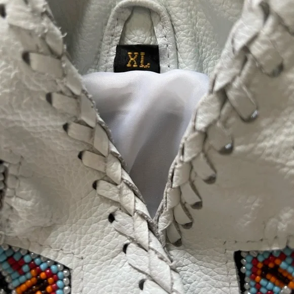 Fringed White Jacket with Embroidered Details - Picture 3 of 4